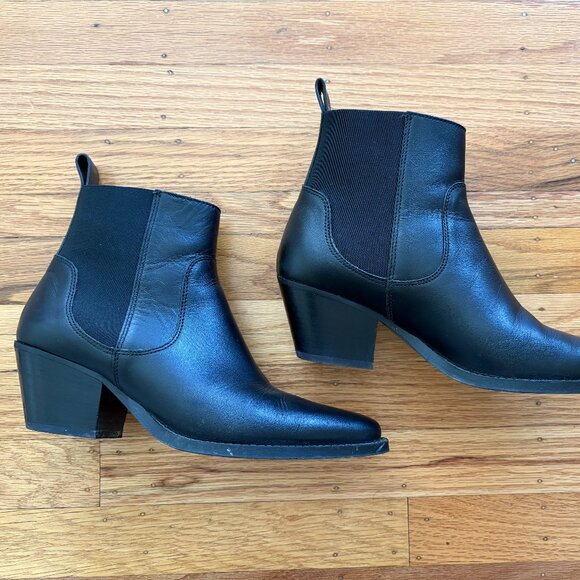 Everlane Western boot black leather Sz 8.5 - Picture 1 of 4